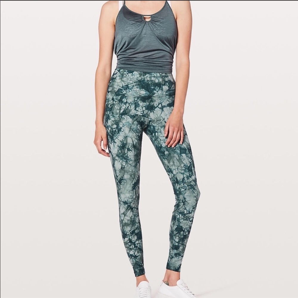 lululemon Wunder Under High Rise Dark Green Shibori Tight Leggings